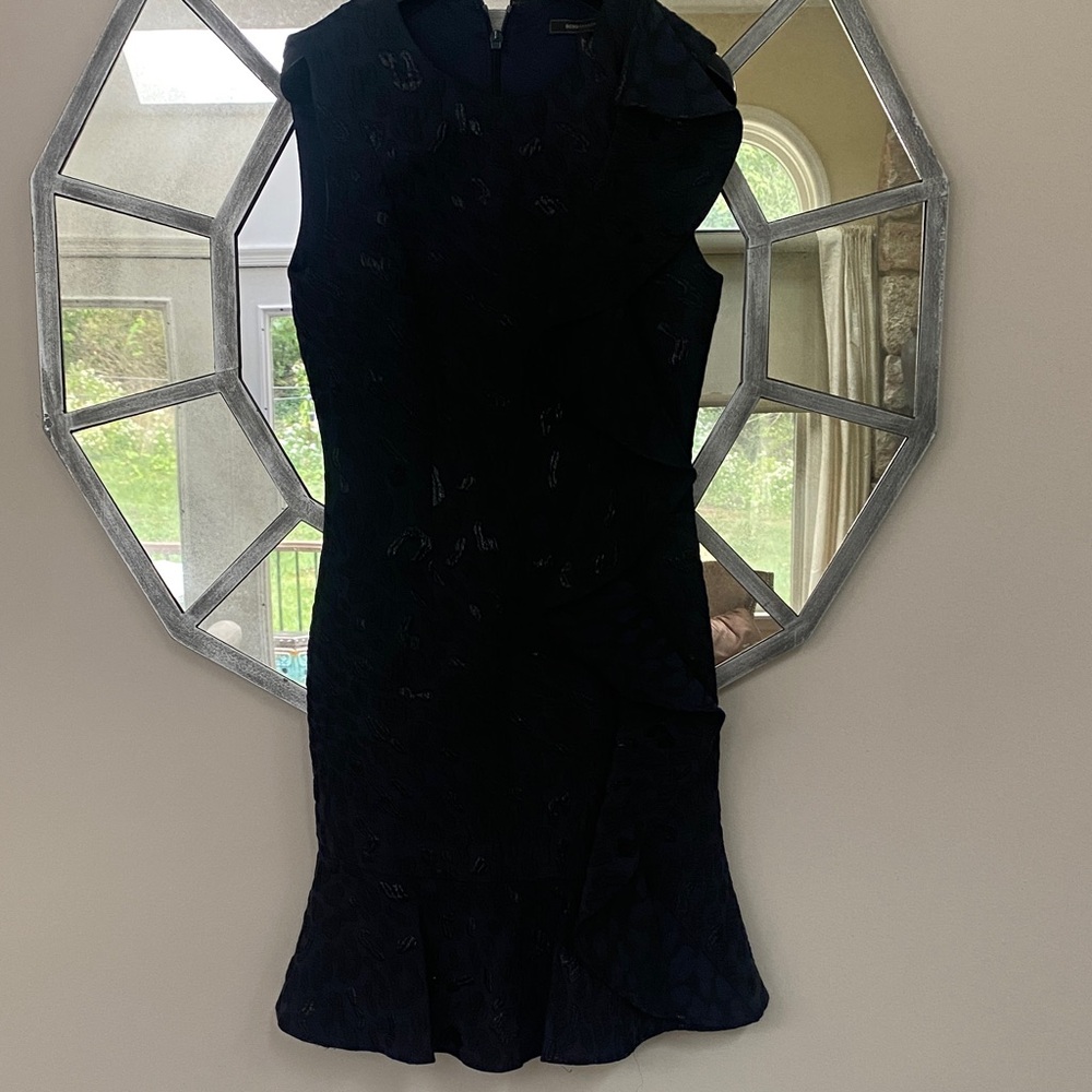 BCBGMaxAzria Navy Blue and Black Midi Dress